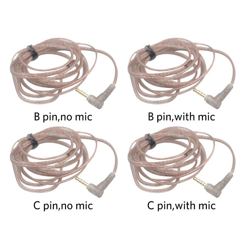 KZ 2 Pin Replacement Earphone Cable Oxygen Free Copper Silver Plated Cable with Mic