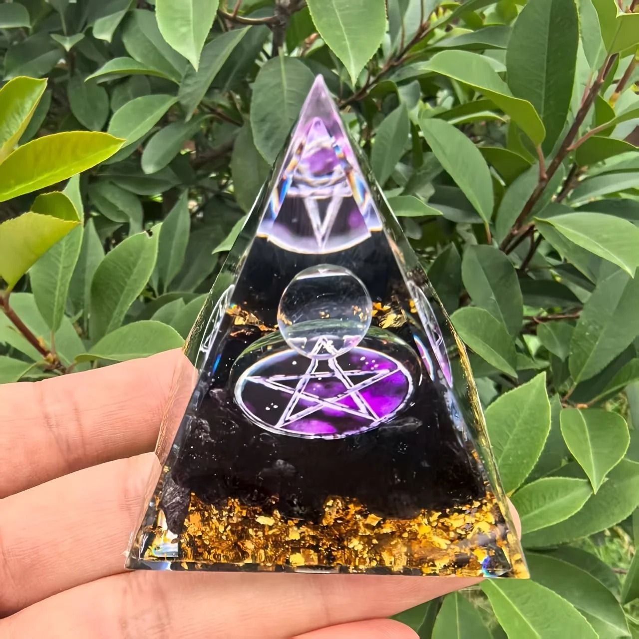 Lapis Lazuli Crystal Ball and Pyramid Geometric Decor Sculpture Set