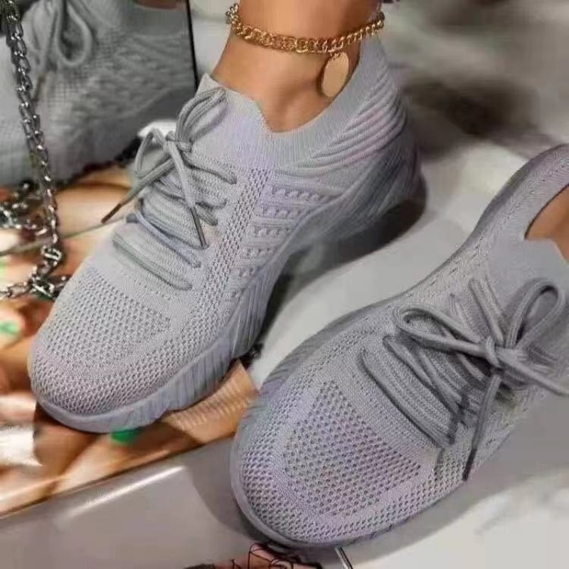 Breathable Women's Sneakers, Casual Socks Shoes, Lace Up Flats, Female Spring Vulcanized Running Shoes
