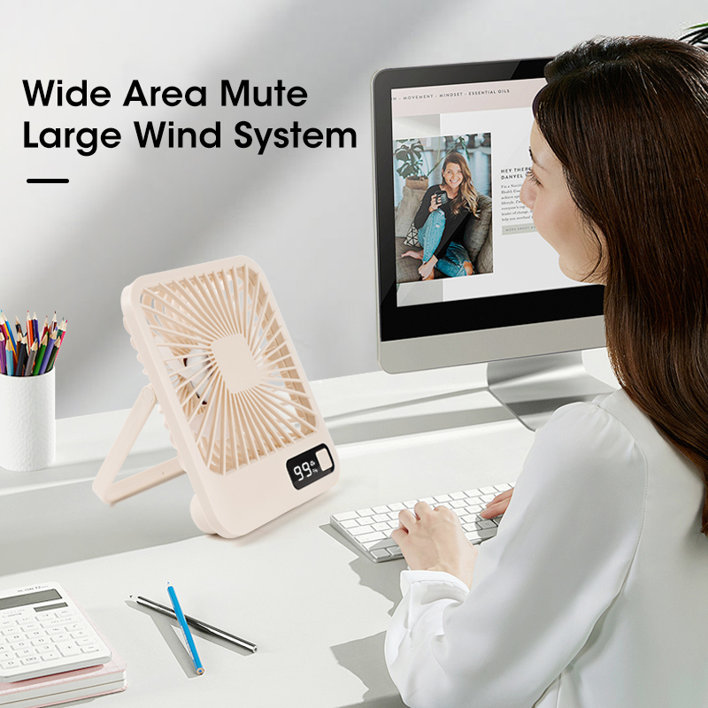 Portable USB Rechargeable Mini Desk Fan – Ultra Quiet, 5 Speed, Strong Airflow for Offices & Home