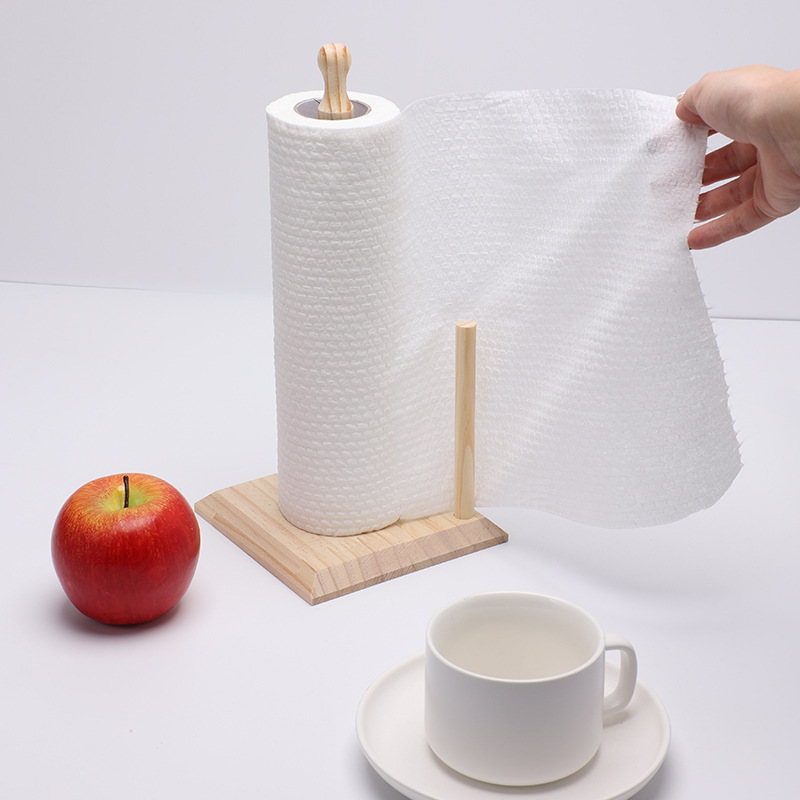 Fashionable Solid Wood Dining Table Tissue Holder, Wooden Household Storage Roll Paper Holder, Vertical Cling Film