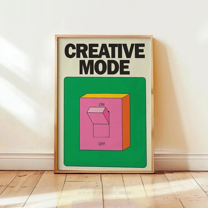 Retro mental health poster with Positive Quotes Cartoon Wall Art Print