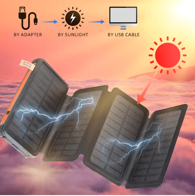 20000mAh Solar Power Bank High Capacity Portable Charger with Dual USB and LED Light