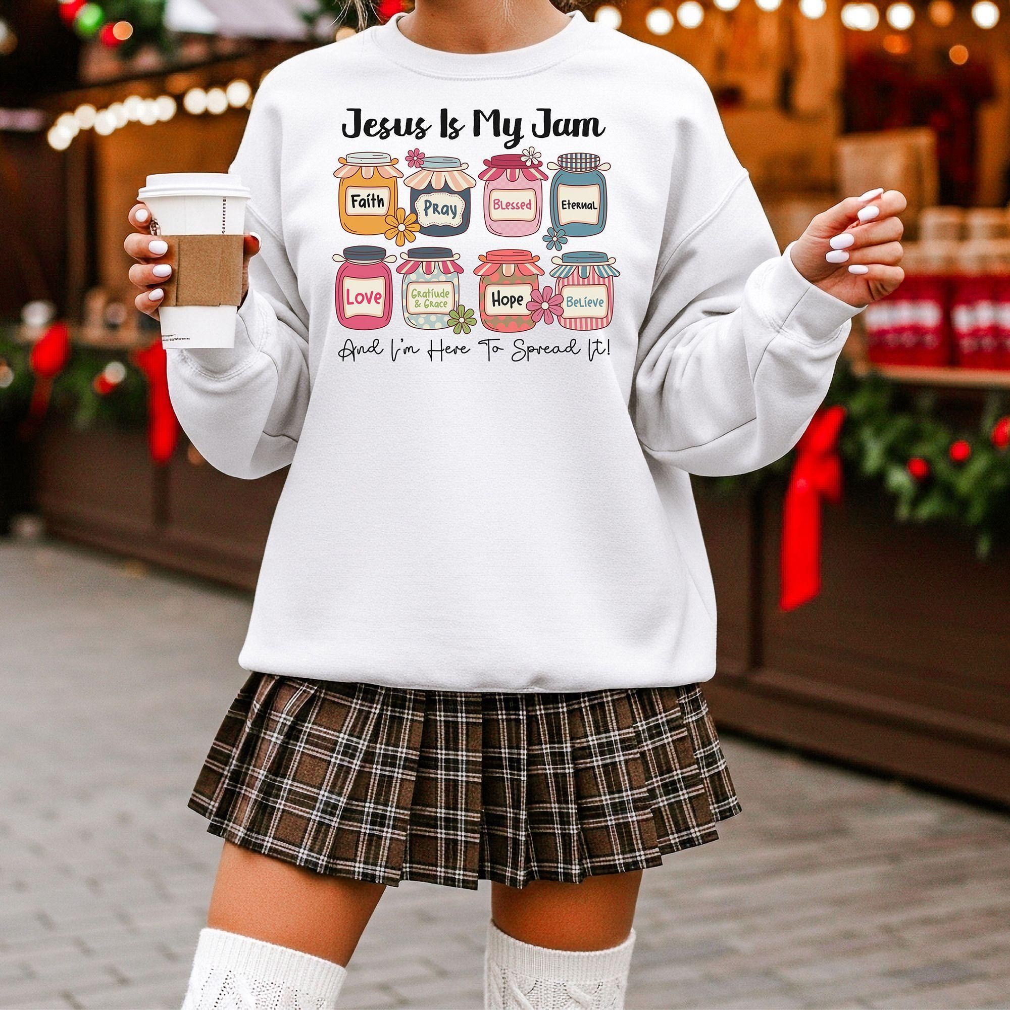 Jesus Is My Jam Christmas Sweatshirt, Faith Christian Sweatshirt, Religious Holiday Crewneck, Blessed Cozy