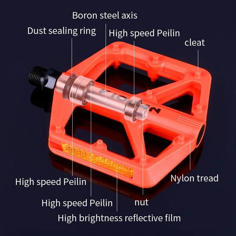 Wide Non Slip Nylon Bike Pedals With Bearings