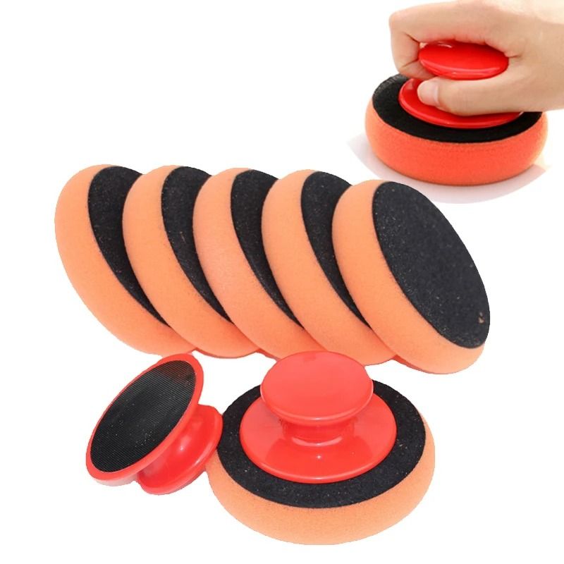 Car Waxing Sponge with Handle Polishing Pad for Easy Car Cleaning and Shine