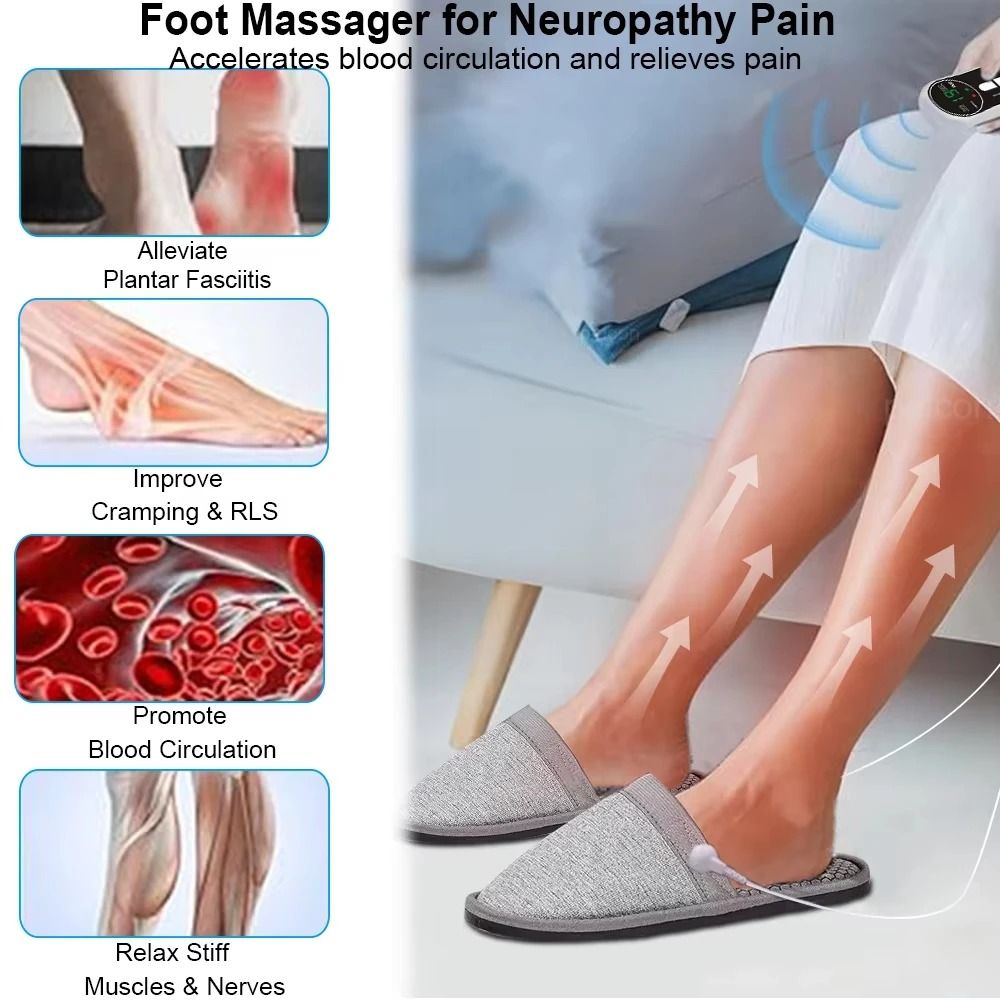 Electric EMS Foot Massager Slippers with Pulse Muscle Stimulation and Remote Control