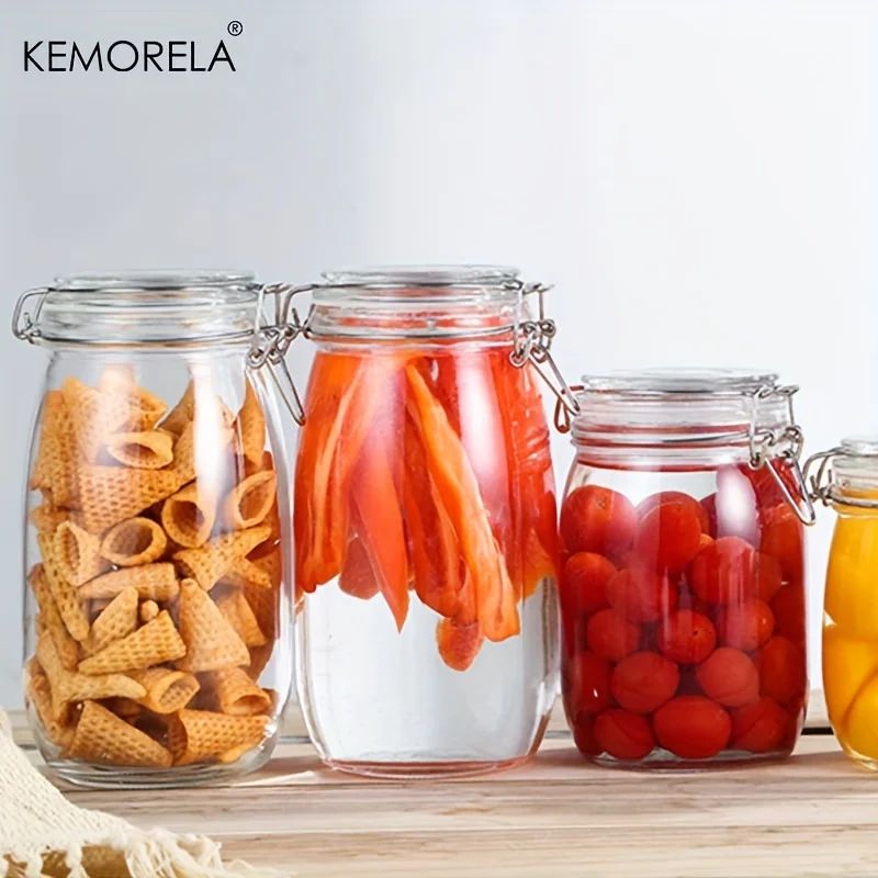 Borosilicate Glass Storage Jar Airtight Locking Lid BPA Free Dishwasher Safe Canister for Coffee Beans Fruit