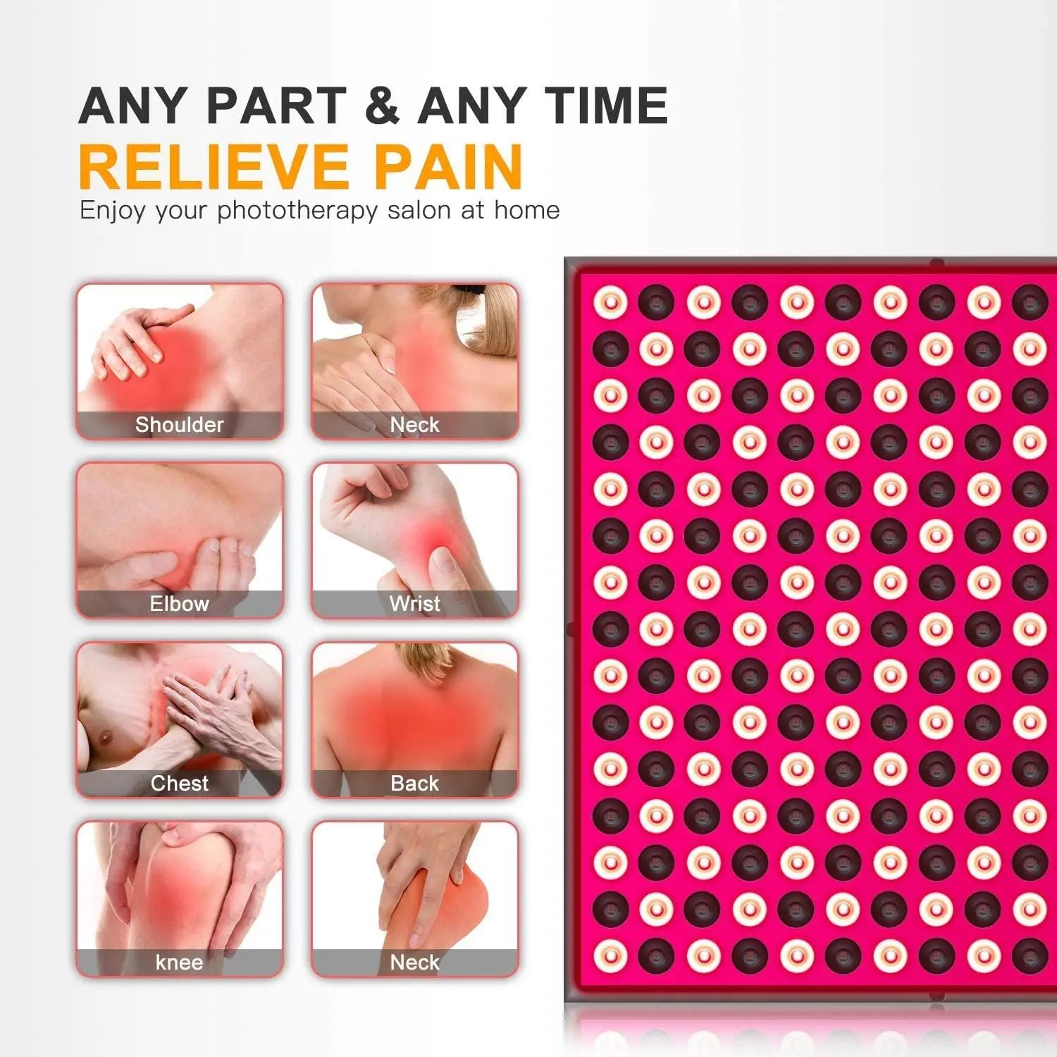 Red LED Light Therapy Panel, Deep Red and Near Infrared LED, Effective Pain Relief & Skin Collagen Boost