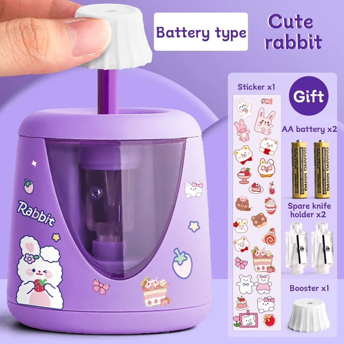 Electric Automatic Pencil Sharpener Cartoon Space Design Kids School and Office Stationery