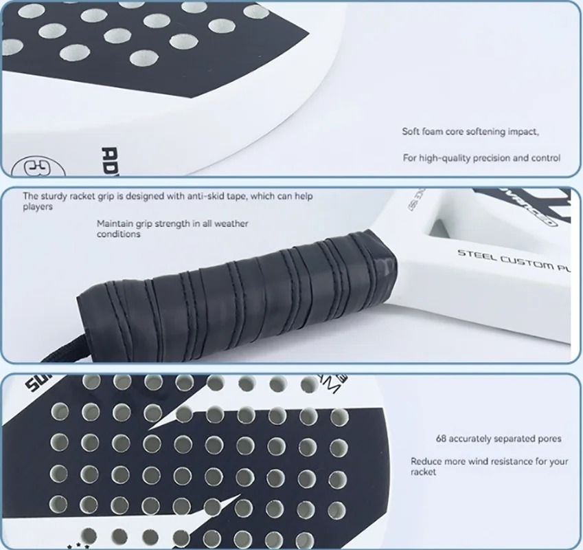 Blue and White Beach Style Carbon Padel Racket