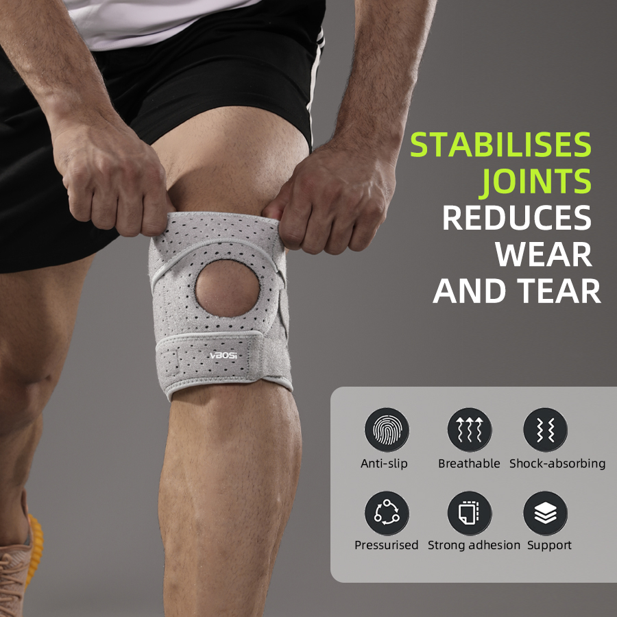Adjustable Knee Support, Patellar Protection, Women Men Upgraded Anti-slip Breathable Silicone Pad with Air Holes