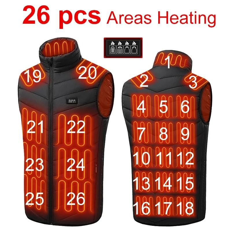 Heated Vest with 26 Heating Zones USB Powered Winter Thermal Jacket for Men and Women