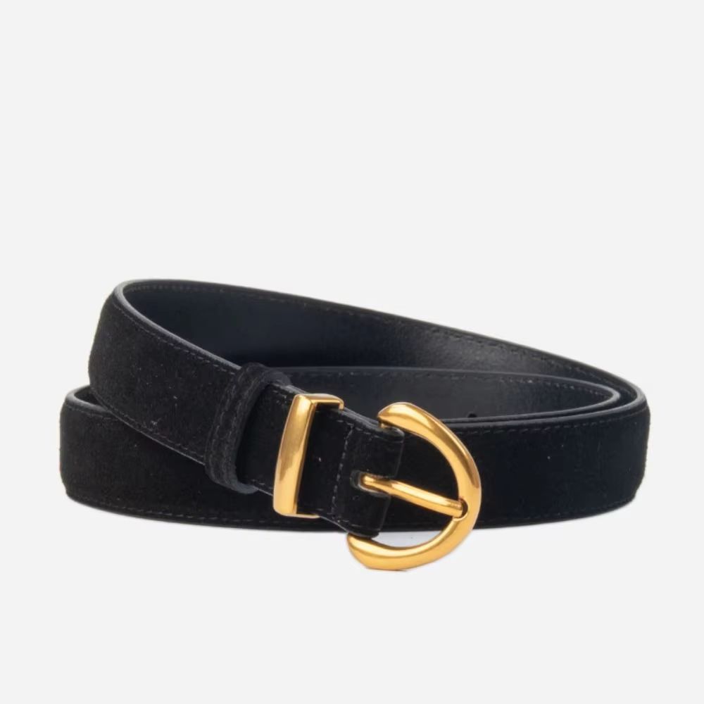 Genuine Leather Suede Women's Belt with Alloy Pin Buckle Retro Luxury Design