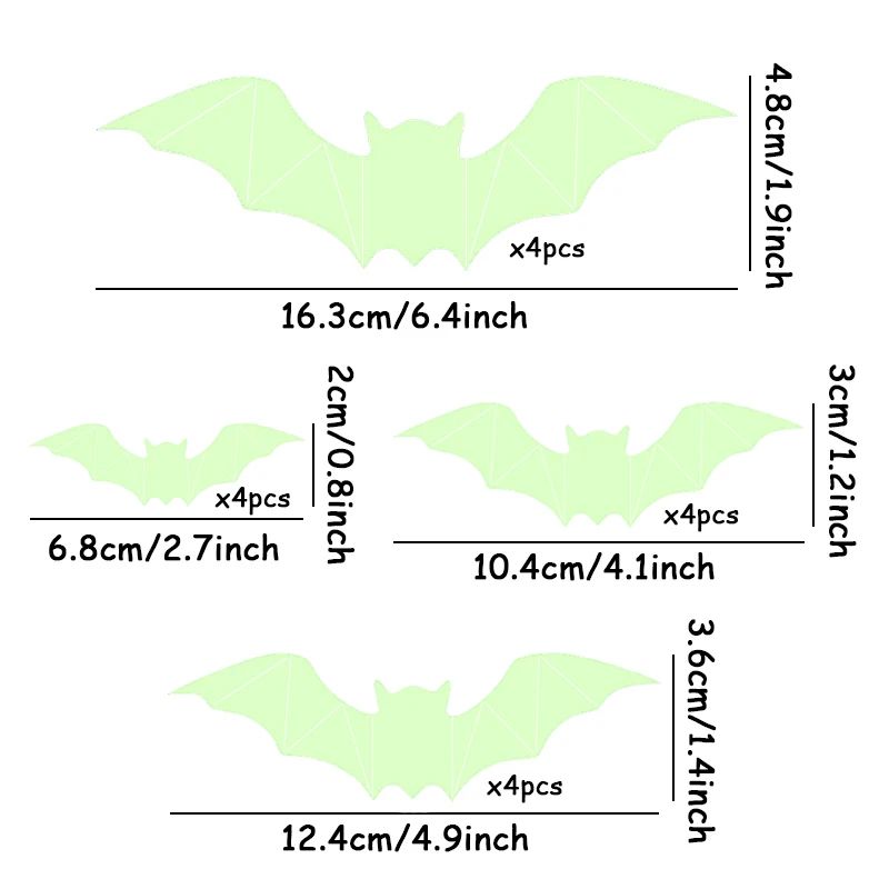 Glow in the Dark Halloween Wall Stickers Bat Window Decorations