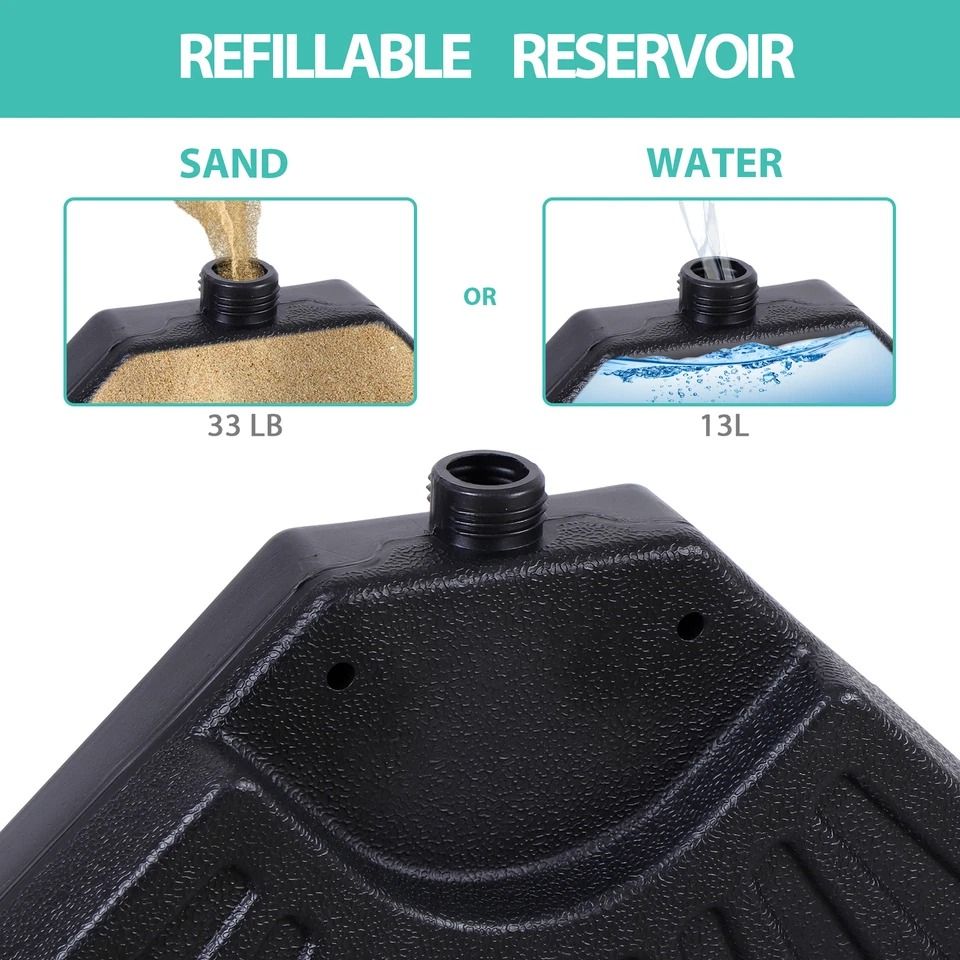 Offset Umbrella Base Stand, Pieces Patio Weighted Base, Adjustable Garden Stand, Water & Sand Fillable