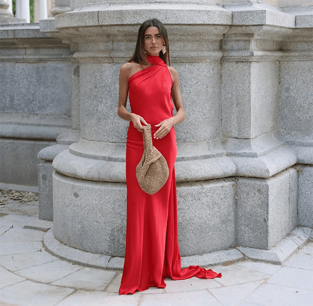 LuxeGlow Satin Ribbon Party Dress Elegant Halter Backless Summer Gown