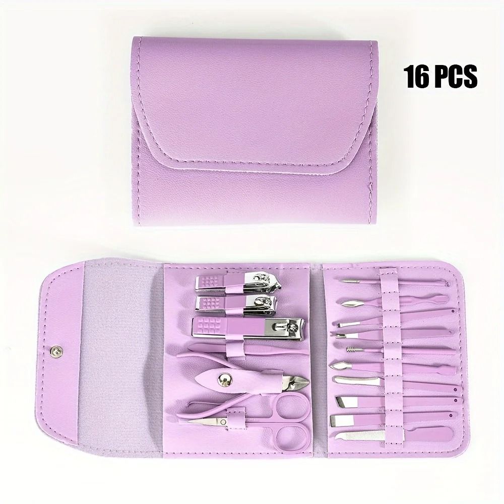 16-Piece Stainless Steel Manicure & Grooming Kit – Precision Nail Clippers & Cuticle Set with Luxury Travel Case