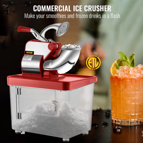 Commercial Ice Crusher, Dual Blade Stainless Steel Snow Cone Machine for Restaurants, Bars, and Home Use