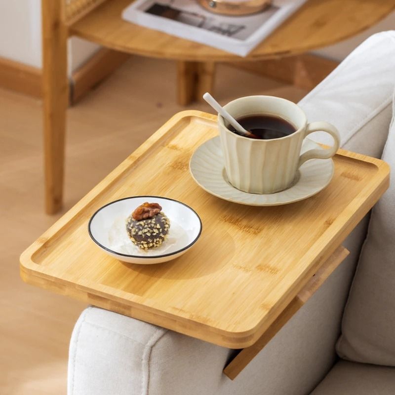 Professional Natural Wooden Foldable Sofa Armrest Tray