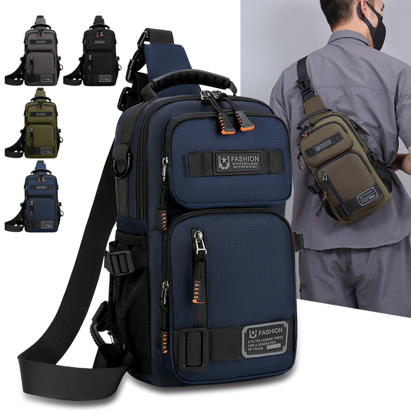 Fashion Men's Crossbody Bag High-Quality Oxford Waist Pack for Men Casual Chest Bag with Adjustable Straps