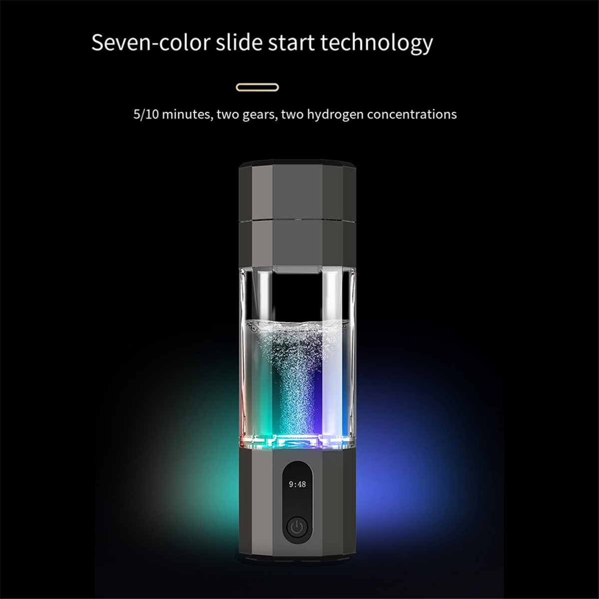 Portable Electrolysis Hydrogen Generator Water Bottle, 8000PPB Rechargeable