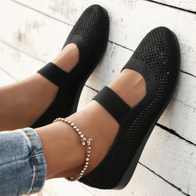 Womens Mesh Slip On Flats Lightweight Non Slip Casual Shoes