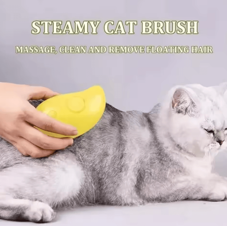 3-in-1 Electric Pet Steam Brush – USB Rechargeable Grooming Comb with Spray, Massage & Shedding Control