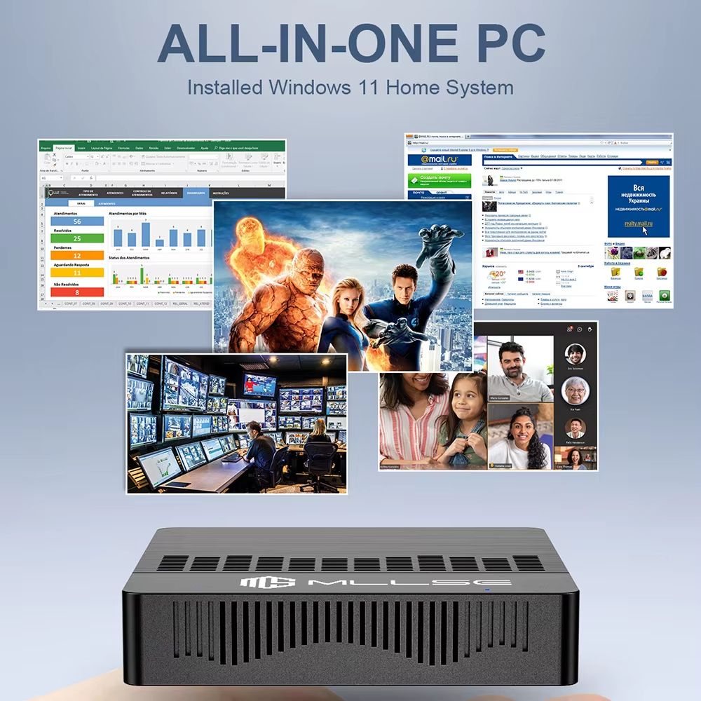 Mini PC Intel Gemini Lake Windows 11 6GB RAM 128GB SSD Dual Band WiFi Bluetooth
