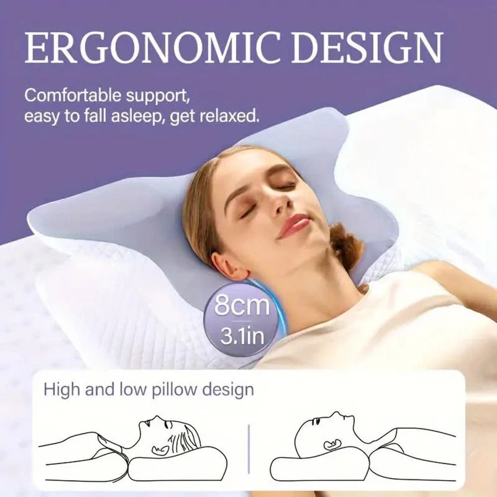 Ergonomic Memory Foam Butterfly Pillow for Neck and Shoulder Support