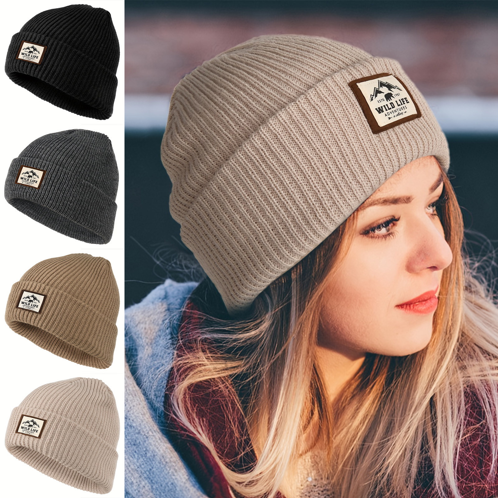 Tactical Outdoor Fleece Sports Hat, Windproof Winter Cap for Men and Women, Warm Hiking Camping Fishing Cycling Beanie
