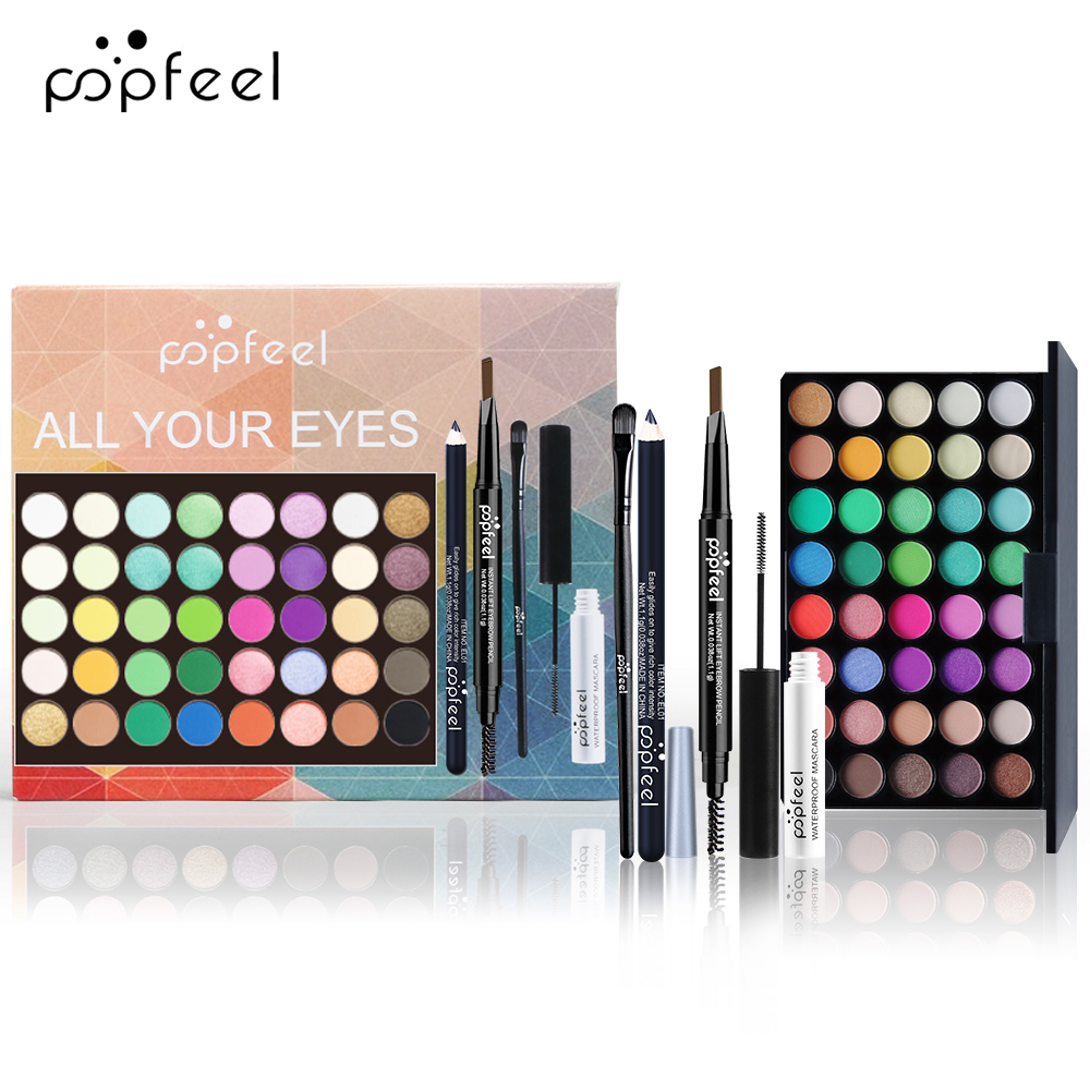 Eye Makeup Kit, Mascara, Eyeliner, Eyeshadow Palette & Eyebrow Pencil All in One Set