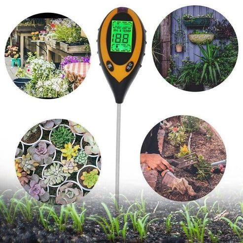 Soil Tester LCD Digital, Moisture, PH, Temperature, and Sunlight Meter for Indoor and Outdoor Plants