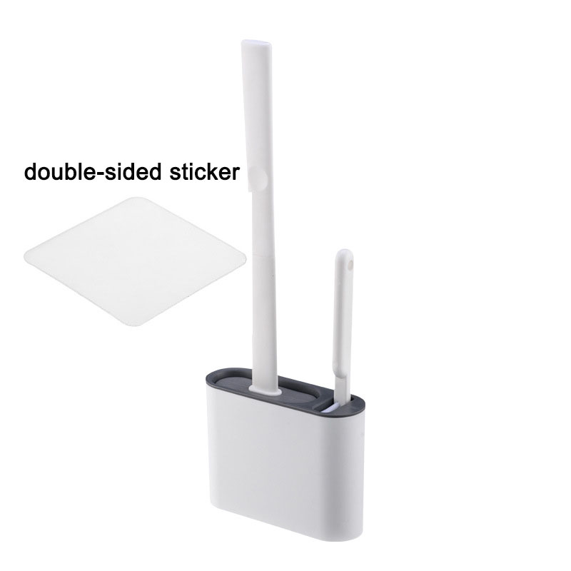 Silicone Toilet Brush with Holder Wall Mounted Long Handle Bathroom Cleaner