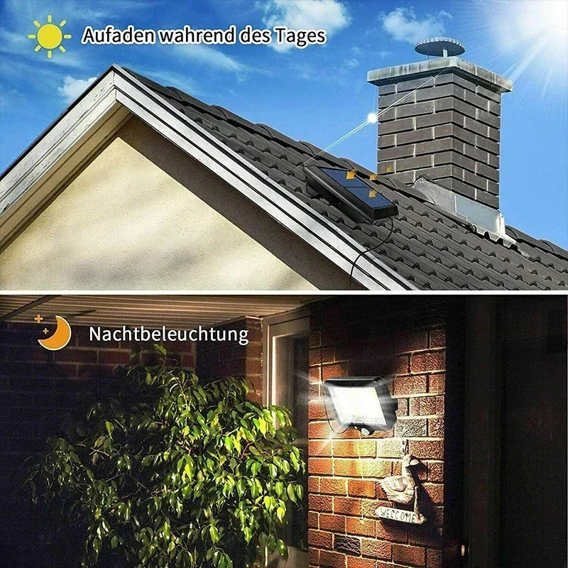 Solar Powered Motion Garden Lights, Waterproof Solar Lamp with Intelligent Modes