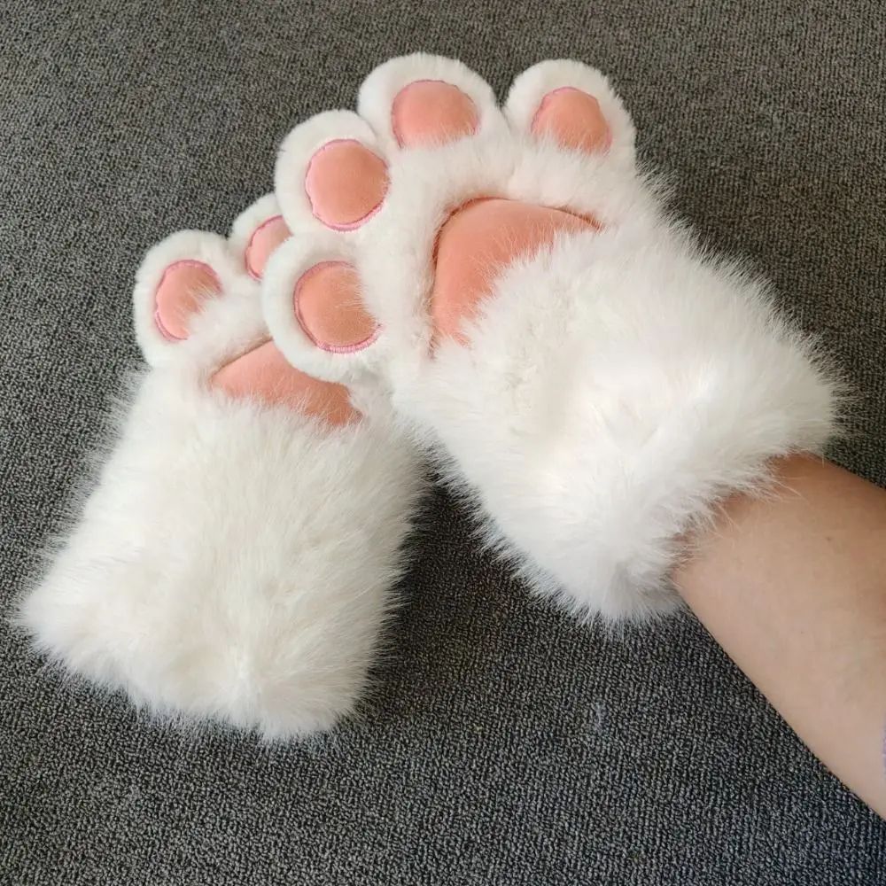 Kawaii Plush Cat Paw Gloves – Warm Furry Paw Gloves for Cosplay, Kigurumi & Party Photos