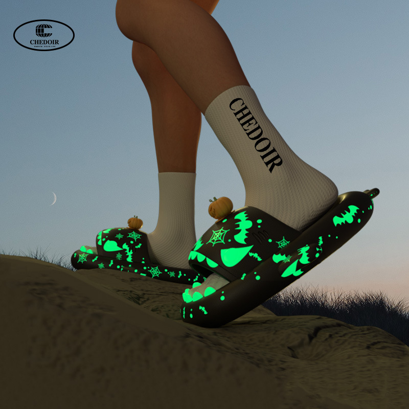 Men Luminous Christmas Shark Slippers, Pirate Milk Cow Sandals, Non-slip EVA Flip Flops, Adult Bathroom Shoes