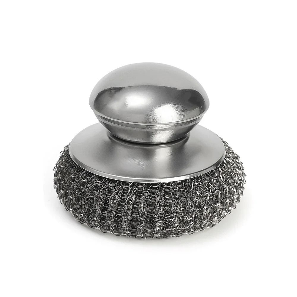 Stainless Steel Pot Brush Heavy Duty Metal Scrubber with Handle