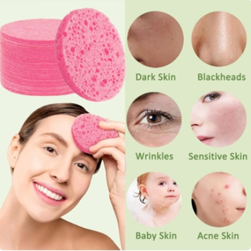 Foaming Face Puff, Natural Wood Pulp Face Wash Puff, Cleansing Sponge