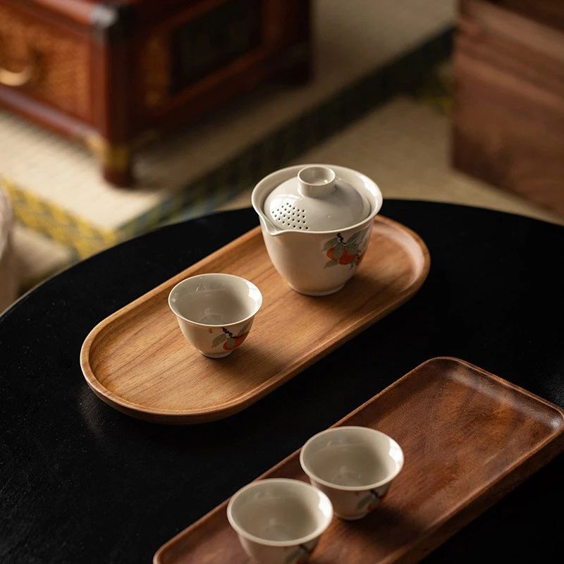 Elegant Solid Wood Japanese Dessert & Snack Serving Tray