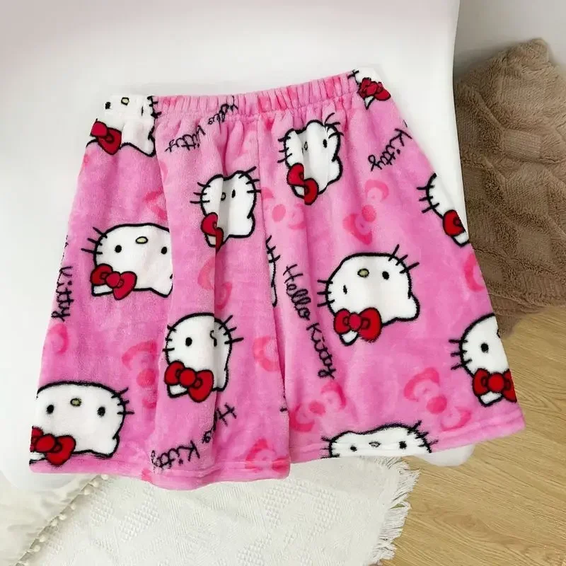 Halloween Pajamas Women, Hello Kitty Flannel Pant, Autumn Winter Plus Velvet, Warm Homewear, Cartoon Graffiti Loungewear