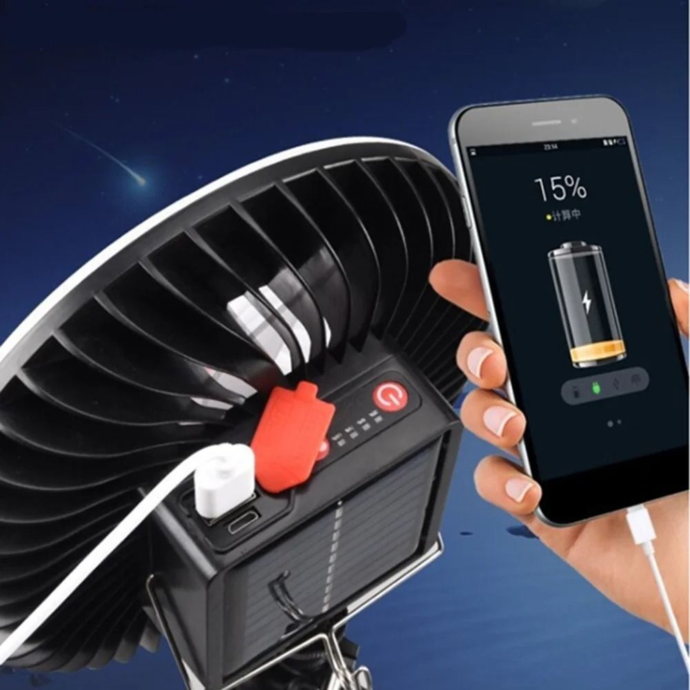 Rechargeable Camping Fan Light with LED Lamp and Power Bank