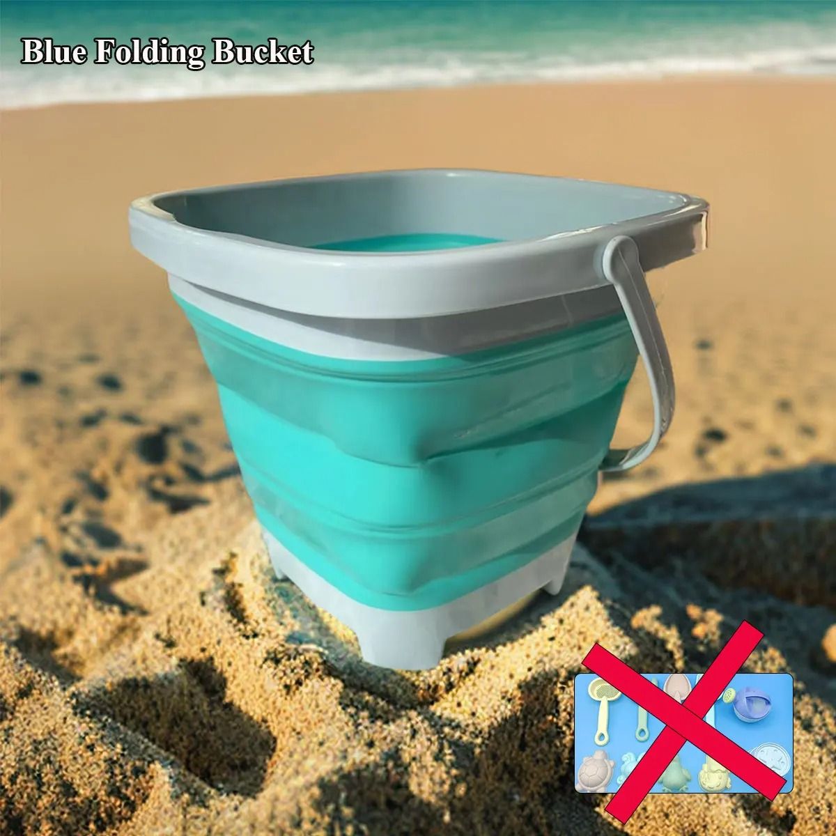 Kids Beach Sand and Water Play Set Folding Bucket Summer Toys