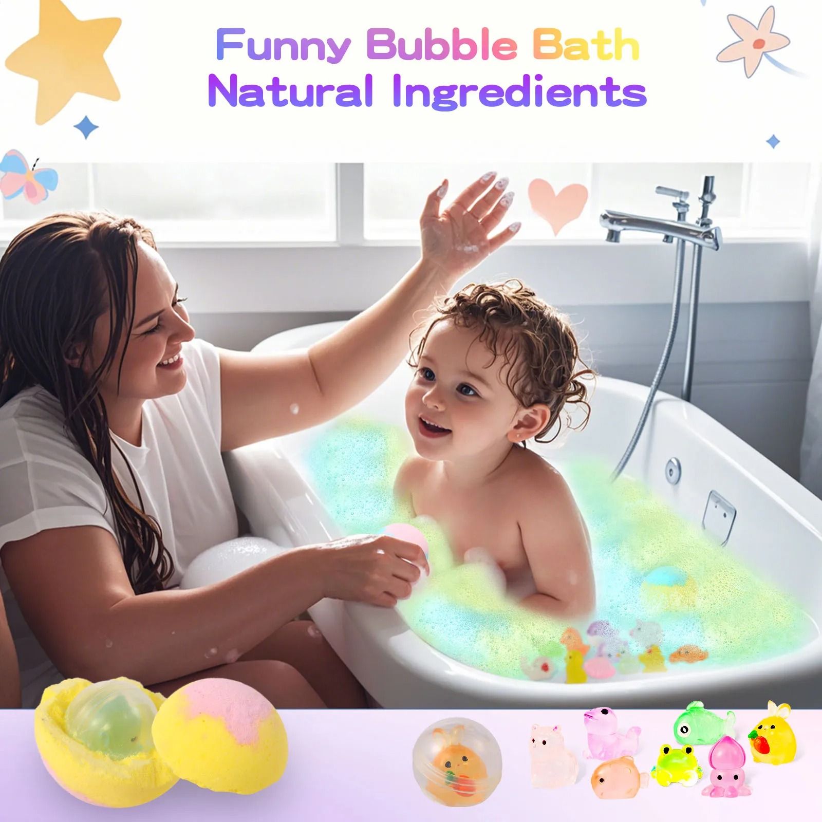 MagicFizz Kids Bath Bombs with Surprise Inside 24 Pack Natural Gift Set