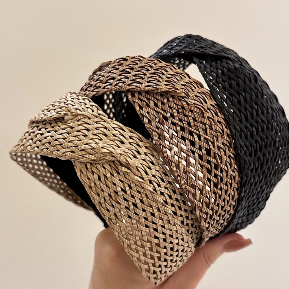 Weaving Cross Hair Hoop, Beach Style Straw Headband, Wide-Brimmed Headwear