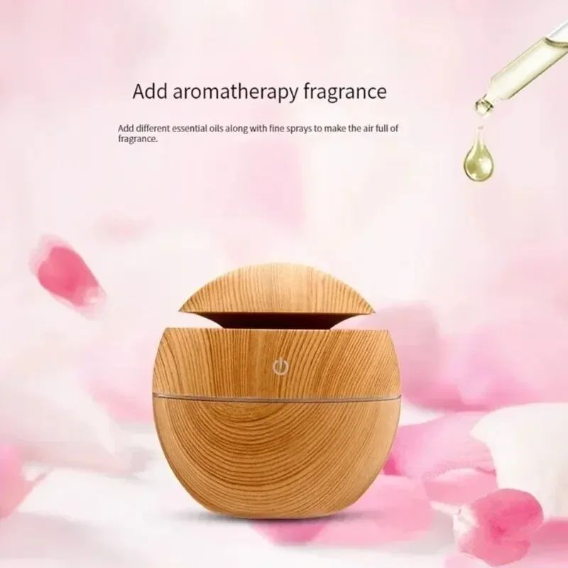 Wood Grain USB Ultrasonic Cool Mist Humidifier & Essential Oil Aroma Diffuser