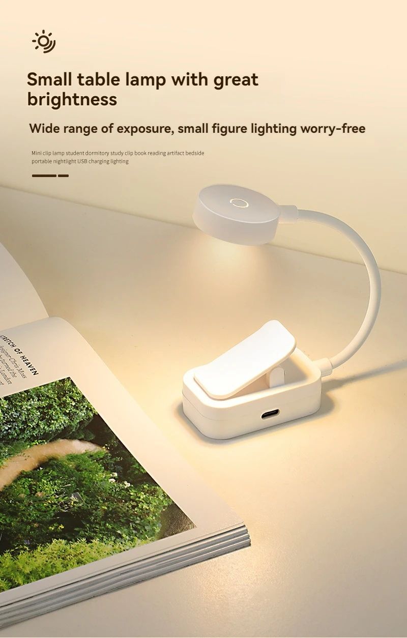 Mini USB Rechargeable Clip-On LED Reading Lamp
