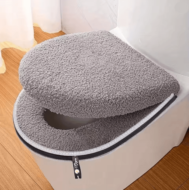 Winter Toilet Seat Cushion Set Thickened Washable Soft Cover with Zipper