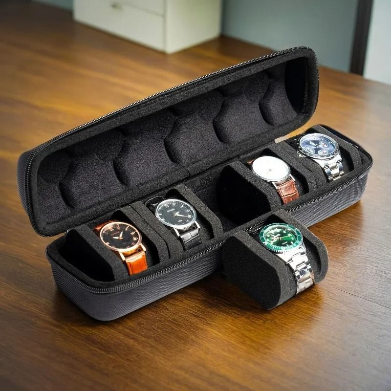 Portable Watch Case Zipper Travel Storage Box for Wristwatches and Smart Watches
