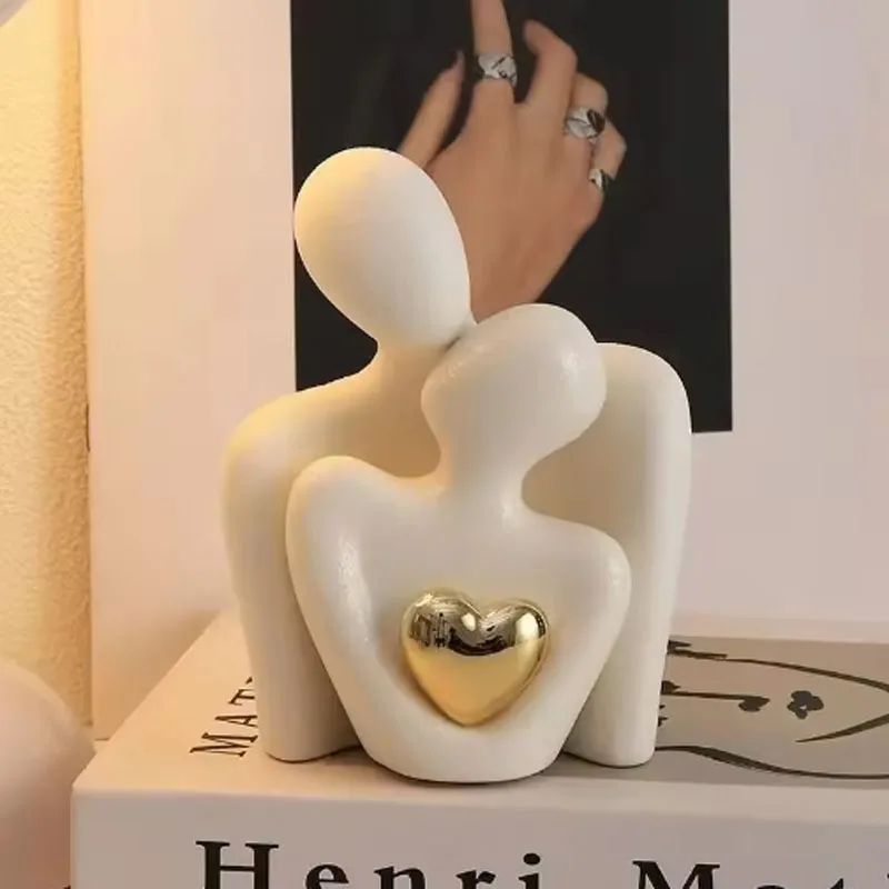 Romantic Couple Statue Love Embrace Figurine for Bedroom Decor